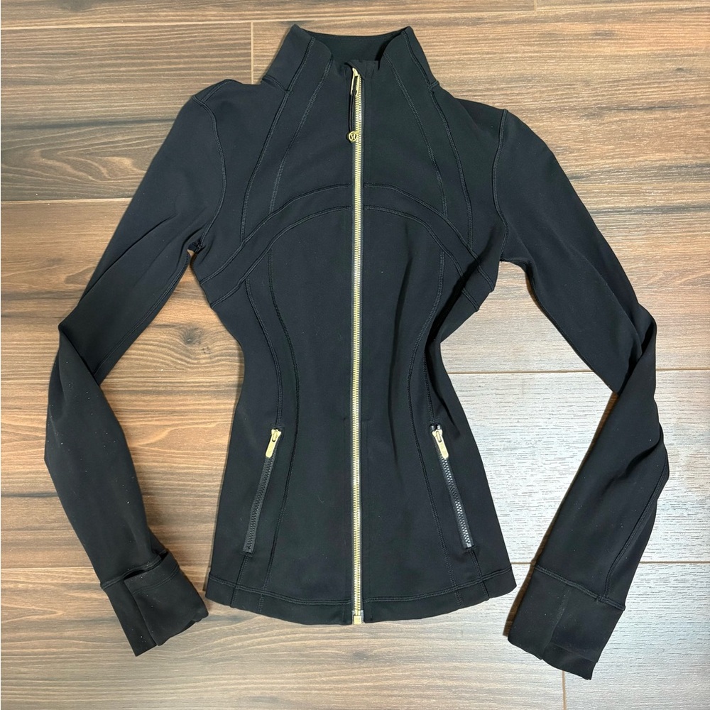 gold zip lululemon define jacket full length